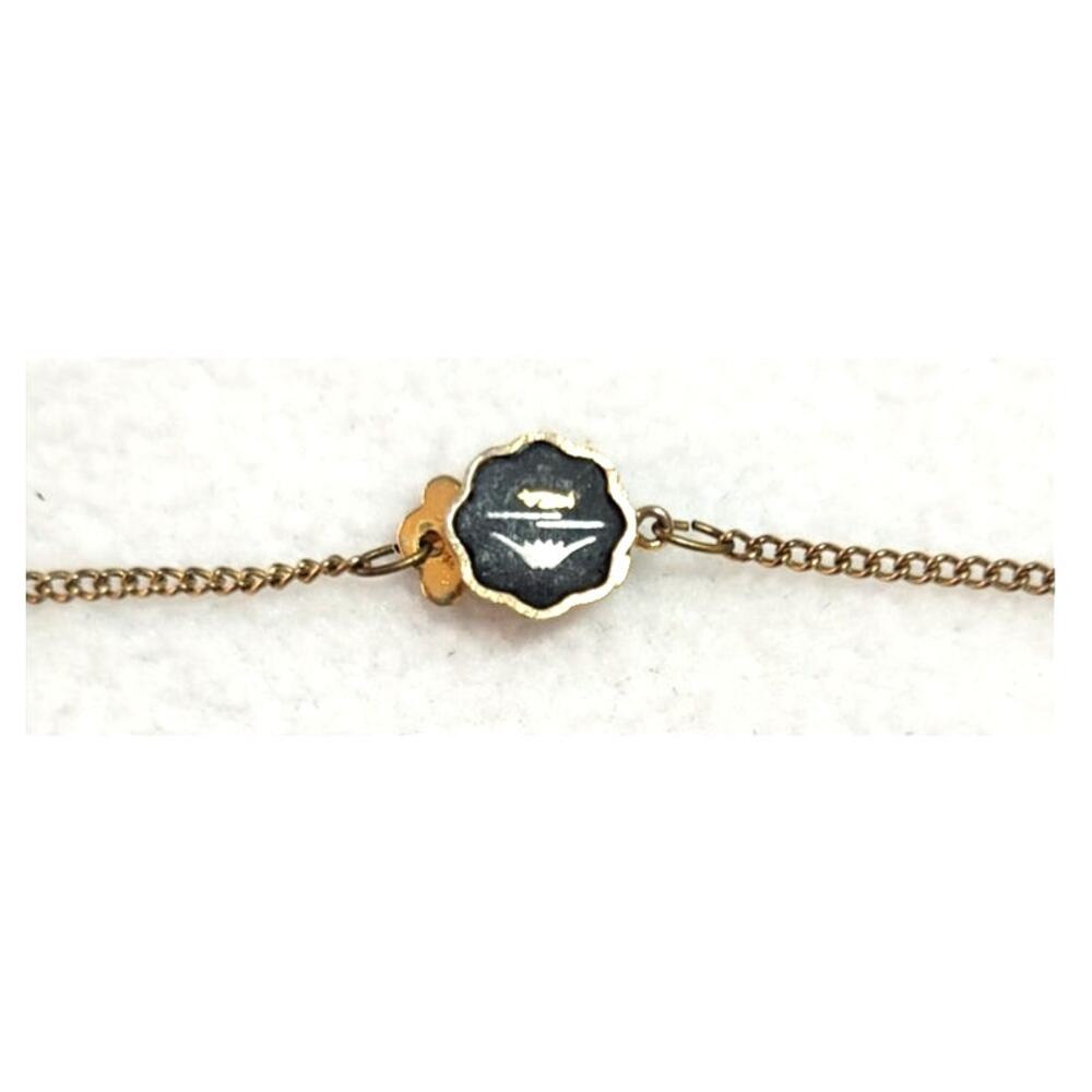 Vintage Damascene Folding Fan Necklace Gold Tone Black Amita Style Shakudo - Picture 6 of 9